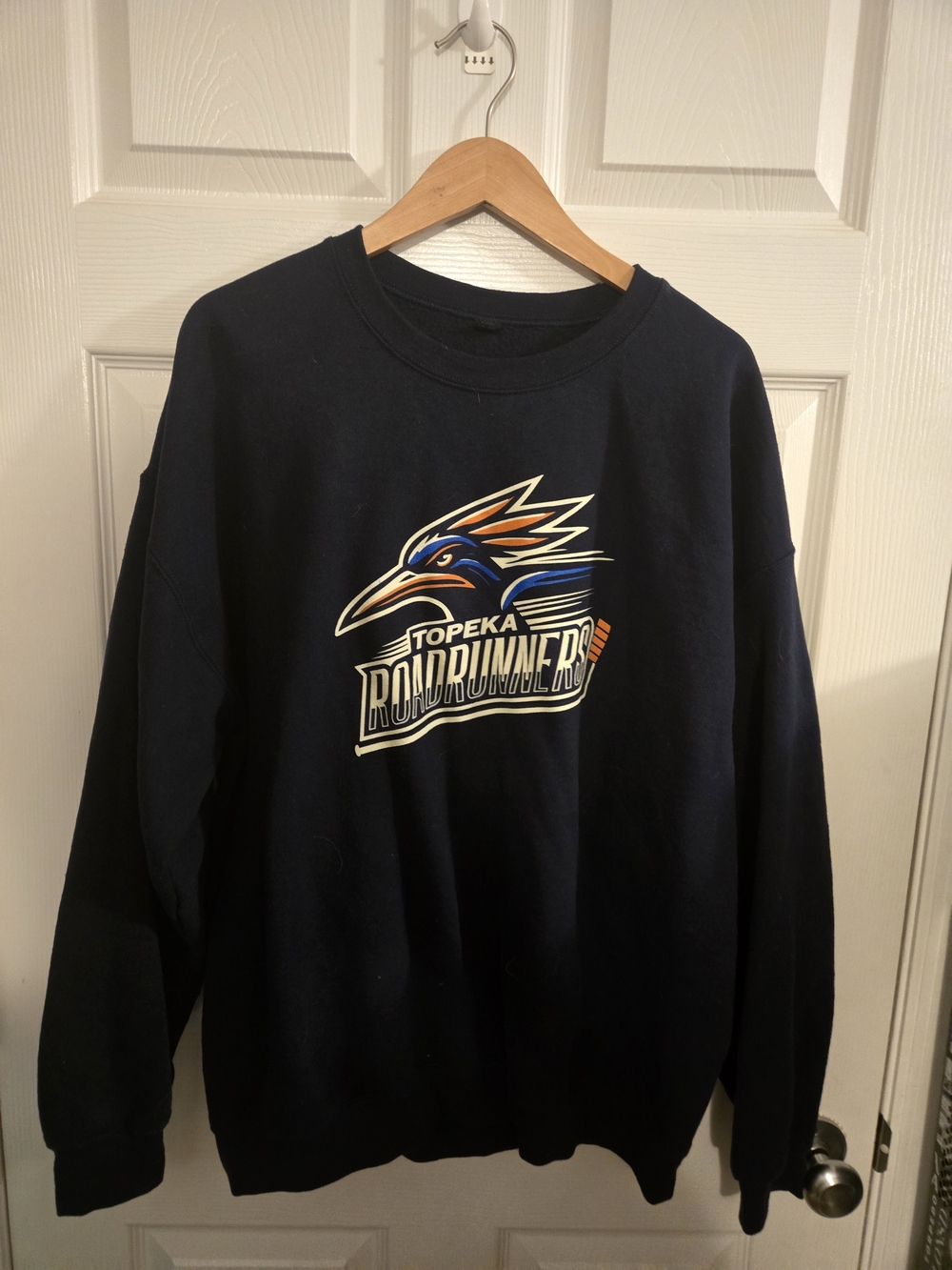 Gildan Navy Topeka Roadrunners Crewneck Sweatshirt Fphl Hockey